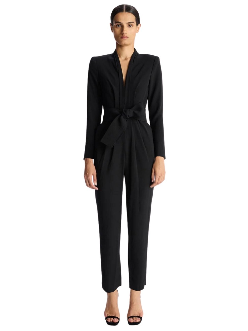 A.L.C. Kieran Black Plunge V-Neck Belted  sophisticated Jumpsuit Size 6